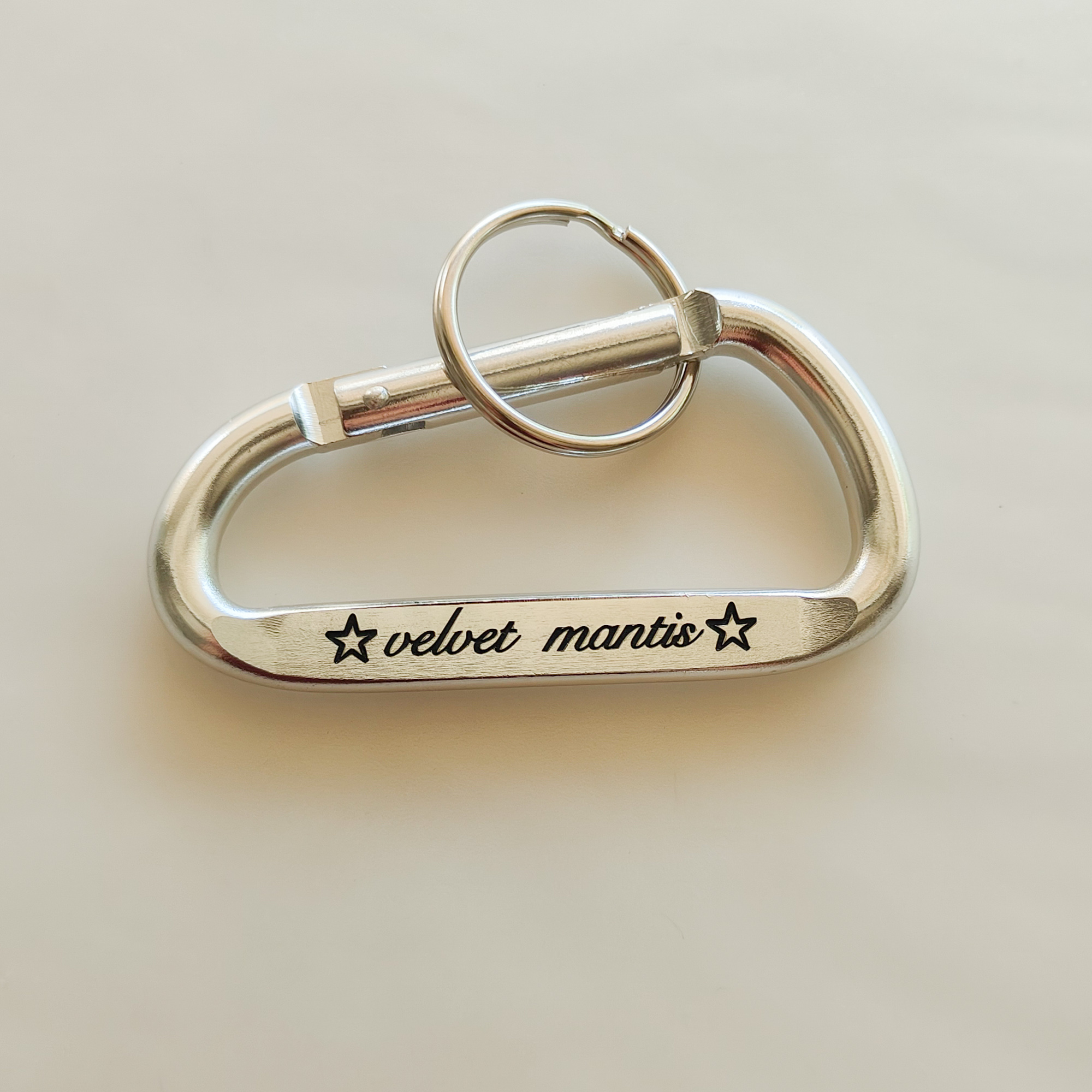 Engraved carabiner used as an everyday key holder